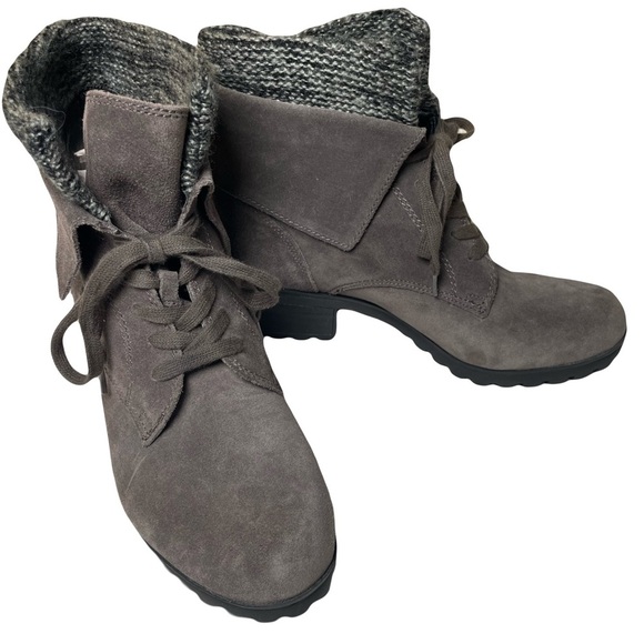 LUCKY BRAND Heylie Suede Lace Up  Ankle Combat Gray/Taupe Size 8.5 NWOT - Picture 1 of 7